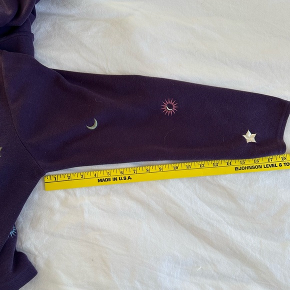 Celestial Zip Oversized Hoodie Moon Stars Embroidered Purple Vintage Boho - Picture 12 of 12
